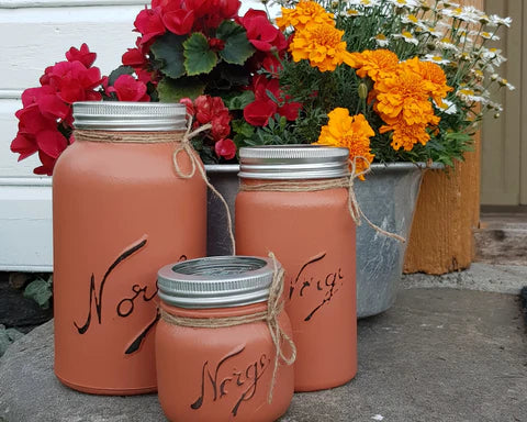 Norgesglass med Nordic Chic kalkmaling i farge Rusty