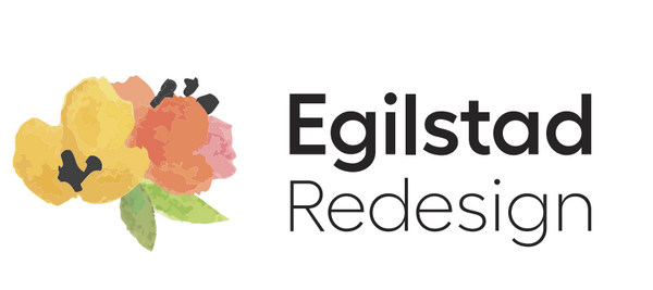 logo med blomst og navnet Egilstad Redesign
