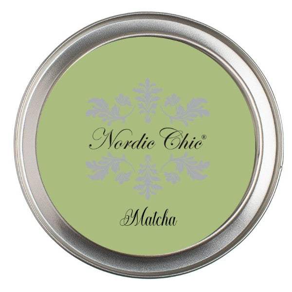 Matcha kalkmaling for interiør med naturlig grønn farge og matt overflate.