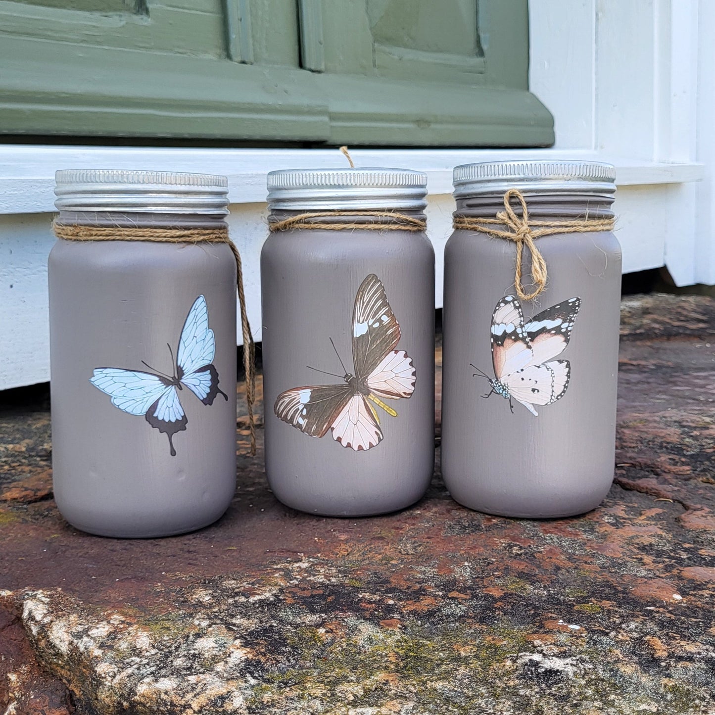 3 stk dekorerte norgesglass